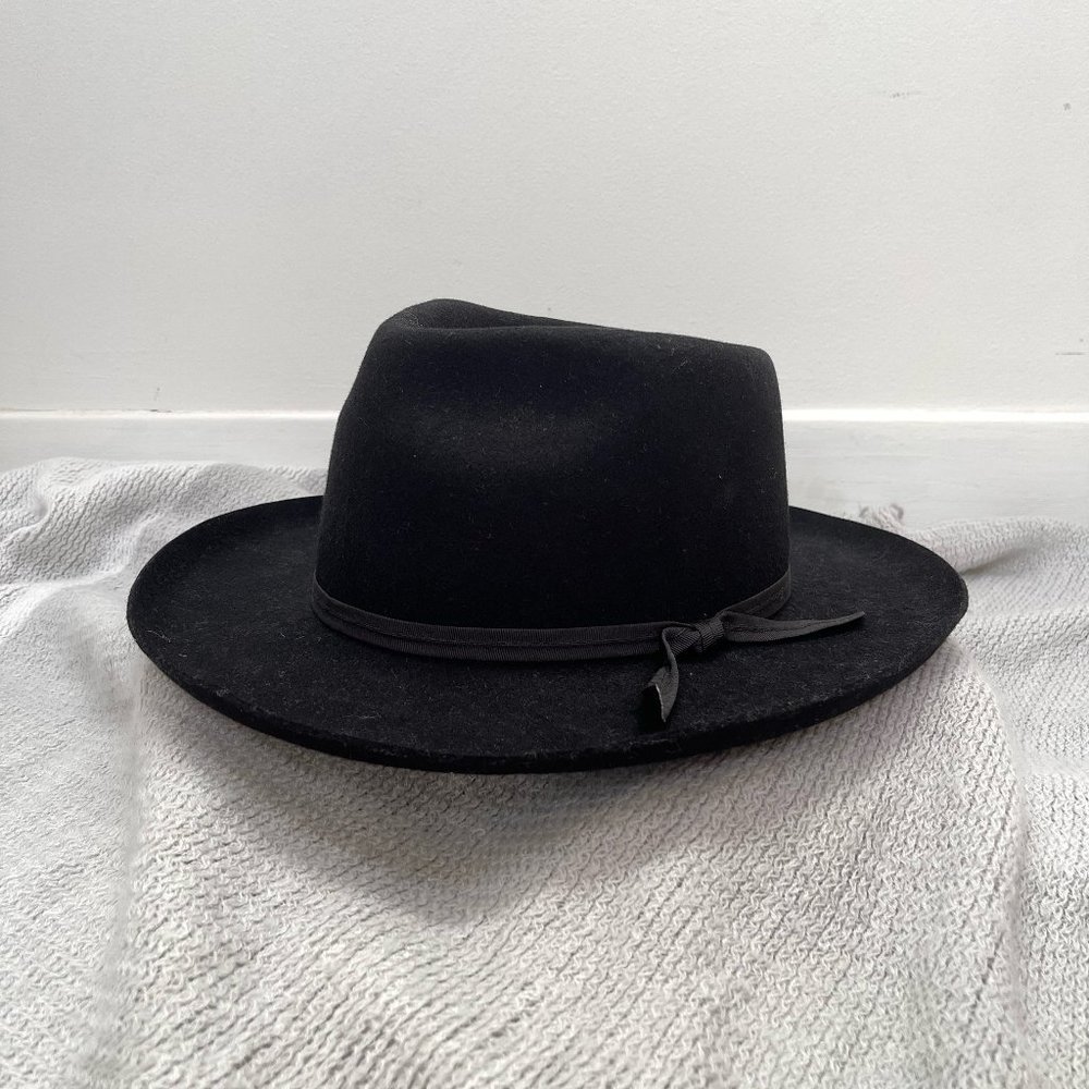 LACK OF COLOR Black Wool Fedora Hat, Medium 57cm